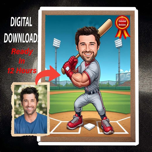 Custom Baseball Player Cartoon Portrait, Baseball Caricature, Gift for Baseball Player, Baseball Cartoon, Caricature From Photo, Baseball - Etsy