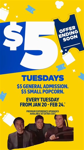 It's the last day for $5 Dollar Tuesdays! Premium experience upgrades are available at an additional cost! See films like Blades of the Guardians, "Wuthering Heights", Nirvanna the Band the Show the Movie, and more! What are you watching? Let us know in the comments. Learn more here ➡️ https://cinplx.co/4rrNZE3 | Cineplex