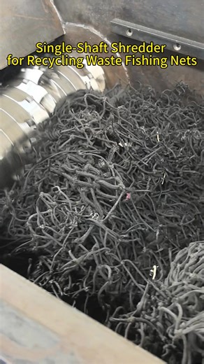 Super Tough Fishing Nets vs Industrial Shredder Old fishing nets are extremely tough and hard to crush. This hydraulic single shaft shredder easily cuts them into small pieces for recycling. Powerful blades hydraulic pusher = efficient shredding. #shredder #recycling #industrialmachine #shredding #plasticrecycling #fishingnet #satisfying #machinery #recyclingmachine #factory