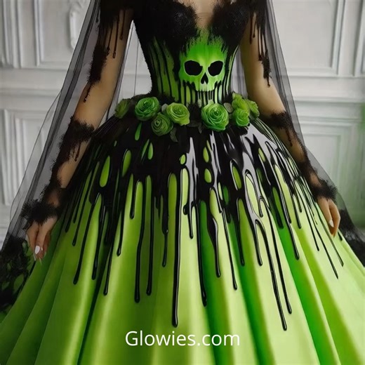 132K views · 5.7K reactions | A gothic bride like no other—this black and green drip wedding dress is pure dark enchantment. The rich green melts into deep black like a spell cast at midnight. It’s bold, dramatic, and made for the soul who walks the line between elegance and edge. For the bride who embraces the shadows and shines in her own way. ️ | Gothic Darling | Facebook