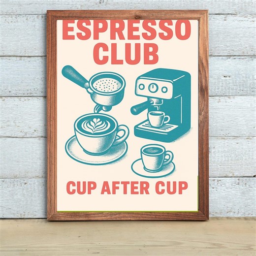 Espresso Art Print: Retro Coffee Machine, Cafe Decor (digital Download) - Etsy