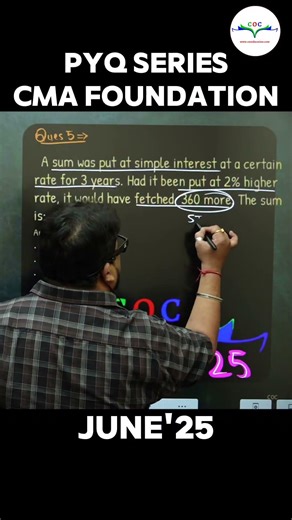 Agar Ye Nahi Aaya Toh Fail 😬 | CMA Foundation Simple Interest PYQ 2025