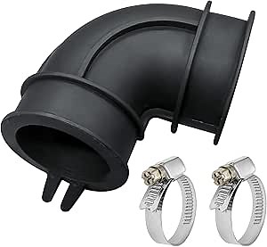 WD24X33918 Dishwasher Circulation Pump to Sump Elbow Hose Kit Compatible with GE Dishwasher, Replaces AP7219295, 4983108, 28877182 (With 2 Clamps)