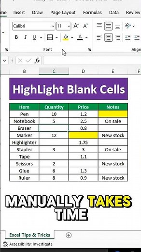 Quickly Highlight Blank Cells in Excel | Identify Missing Data Instantly ⚡