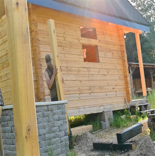 1.1K views · 11 reactions | Constructing a timber-framed outdoor kitchen to complement my log cabin for fishing and off-grid living. | Building Skills | Facebook