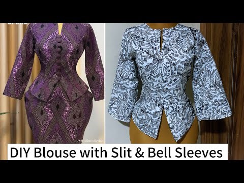 DIY Classy Blouse with Front Slit & Bell Sleeves 🎀Easy Sewing Tutorial