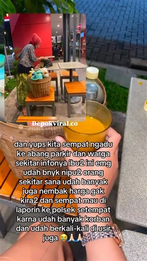 INFO DEPOK VIRAL on Instagram: "Seorang pengunjung membagikan pengalaman tidak menyenangkan saat membeli jamu di kawasan Kelapa Dua, Depok. Niat awal untuk membantu karena rasa iba justru berujung menjadi korban praktik “getok harga” yang diduga dilakukan oleh oknum penjual jamu gendong. Kisah tersebut diunggah melalui akun TikTok hi.akusukamatcha. Dalam video, pengunggah menceritakan peristiwa itu terjadi saat dirinya tengah makan di sebuah gerai makanan pada malam hari. Ia kemudian didatangi s