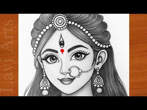 How to draw maa durga face | Mata ji ki drawing | Navratri drawing | Easy drawing | Lavi arts
