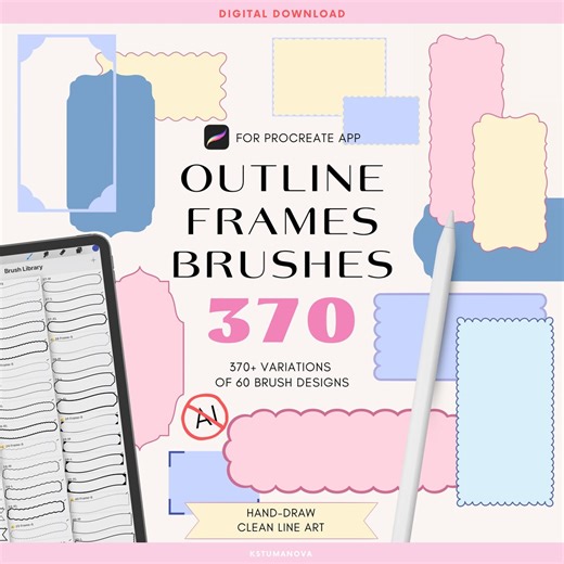 Outline Frame Procreate Brushes. Border Procreate Brush - Etsy