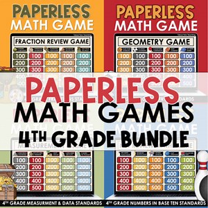 4th Grade Math Games BUNDLE Math Test Prep Math Review