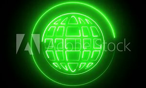 Global network connection and data connections concept. Communication technology global world network. Neon Global animation