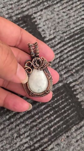 Wire Wrapped Rainbow Moonstone Pendant, Solid Copper Gemstone Jewelry - Etsy