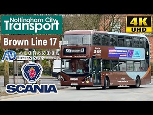 [NCT: Brown Line 17 Bulwell to Nottingham City Centre via Sherwood] ADL Enviro400 City Scania N280UD