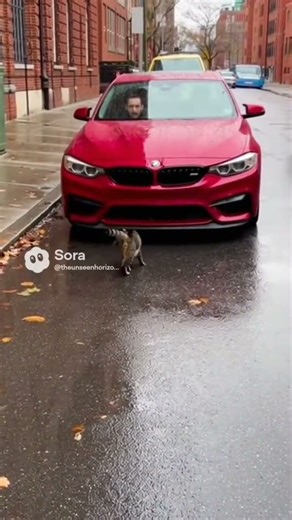 A cat is angry on a car driver #animals #funny #cat