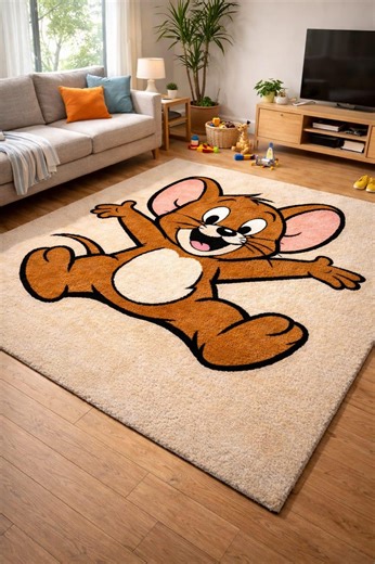 Cartoon Mouse Rug – Hand Tufted Plush Kids Room Carpet - Etsy