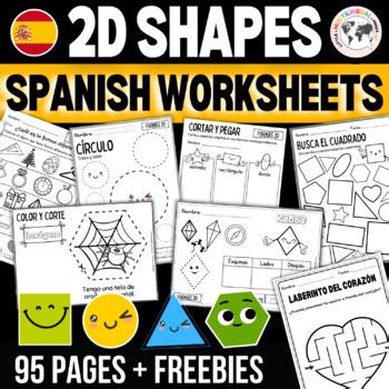 2D Shapes Worksheets Activity in Spanish - Formas 2D Hojas de Práctica