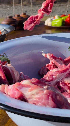 Fresh meat cut and cooked to perfection over open flame, combined with aromatic vegetables for a hearty dish #OutdoorCooking #SimpleMeatDish #TraditionalCooking #Cooking | FV Stories