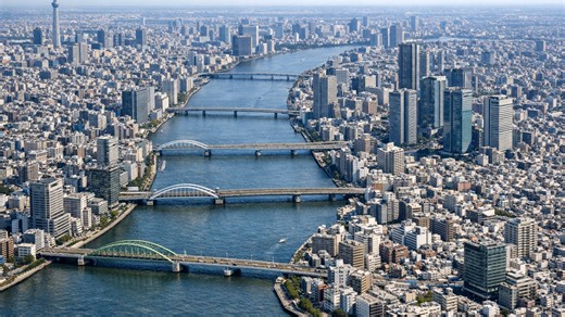 Tokyo from above along the water