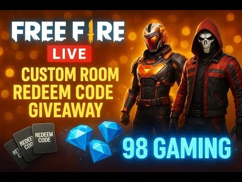 Free Fire Live Cutom room Airdrop Redeem Code Giveaway And Live Channel Promotion 98 Gaming is live