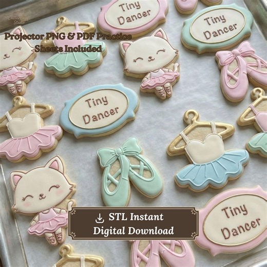 Tiny Dancer Ballet Cookie Cutter STL Set | Ballerina, Ballet Shoes, Dress, Plaque | 4 Cutters   PNG   PDF - Etsy
