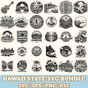 Hawaii State Svg Bundle, Hawaii State Vector Silhouette, Hawaii State Svg PNG Eps Dxf, Instant Download - Etsy