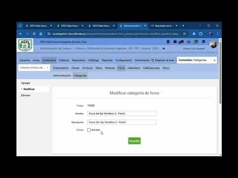 TUTORIAL CAMPUS VIRTUAL - AULA: ACTIVAR Y DESACTIVAR Y MODIFICAR FOROS
