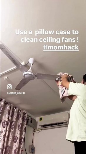 Use a pillow case to clean ceiling fans! #momhacks