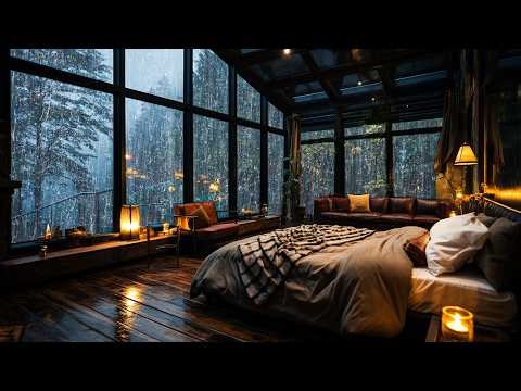 Sounds Rain and Thunder on Window – Powerful Rainstorm for Deep Relaxation, Improve Sleep
