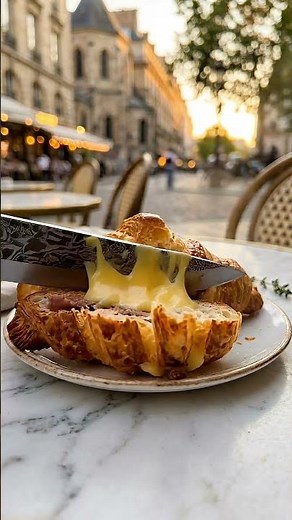 Perfect Cheese Croissant Cut 🧀🔥 (Oddly Satisfying)