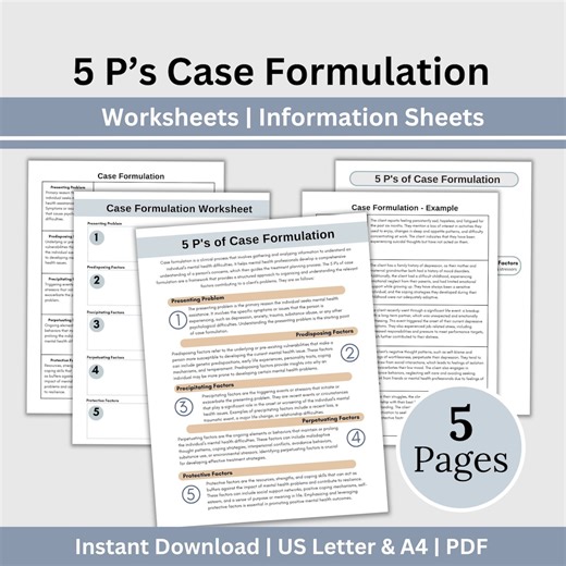 5Pケースフォーミュレーションワークシート：メンタルヘルスクライアントマップ（デジタルダウンロード） - Etsy 日本