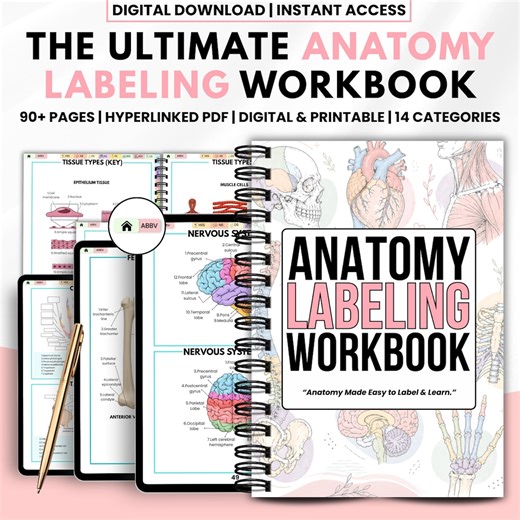 Anatomy Labeling Workbook PDF | Human Body Systems Study Guide | Skeleton & Organ Labeling Practice | Medical Student Resource - Etsy Australia