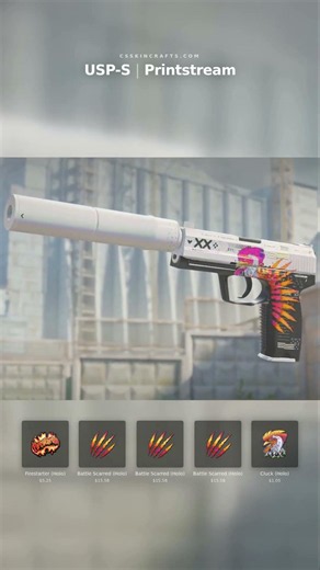 CS2 USP-S Printstream — Stickers vs Base Craft #cs2 #cs2skins #shorts