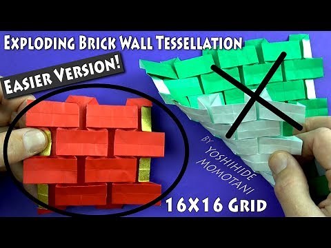 Easy Origami Exploding Brick Wall Tessellation (16X16 Grid)