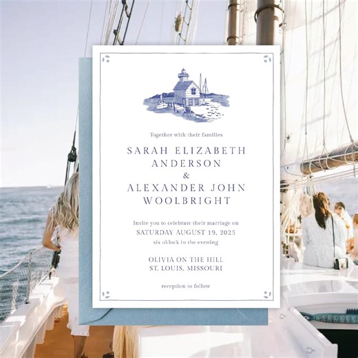 Nautical Wedding Invitation & RSVP Template - Etsy Australia