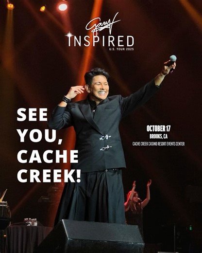 28K views · 423 reactions | See you, Cache Creek!  Can you believe it? We’ve opened up a limited number of seats today, so if you haven’t gotten yours yet, now’s the time!  Excited to be with all of you! 懶  Doors Open: 8:00PM  Limited seats available through this link: https://www.etix.com/ticket/p/47635924/gary-v-inspired-brooks-cache-creek-casino-resort #GaryVInspired2025 #GaryVUSTour2025 #GaryValenciano #CacheCreek | Gary Valenciano | Facebook