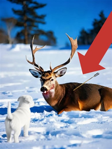 Golden Retriever Puppy Saves an Injured Deer with the help of man❄️🦌 #rescue #goldenretriever #dog #animalshorts #wildliferescue #humanity #kindness #deer