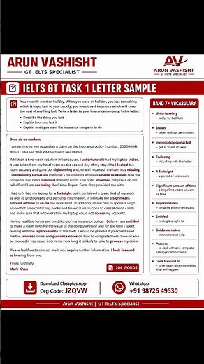 IELTS Writing Task 1 GT Letter | #ielts #idp #ieltsspeaking