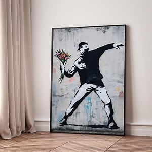 Banksy Style Flower Thrower Graffiti Canvas, Street Art Wall Decor, Urban Modern Canvas Print, Protest and Peace Symbol Artwork - Etsy Canada