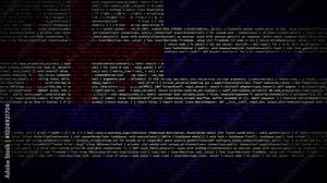 Binary code on flag of Ajaria. Program source code or Hacker concept on Ajarian flag. Ajaria digital technology security, hacking or programming concept
