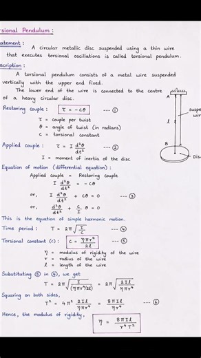 🔥 Torsional Pendulum Derivation Explained | Modulus of Rigidity | Engineering Physics|ph25c01