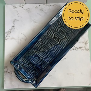 Blue Pottery Serving Platter: Handmade Ceramic Cheese Board and Appetizer Tray, Sushi Tray - Etsy