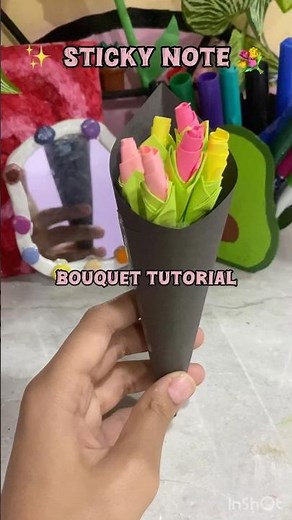 🌷 Turning simple sticky notes into a mini flower bouquet ✨💌