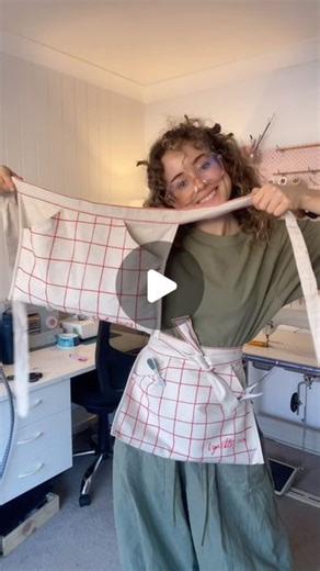 FROM CARLY B on Instagram: "How to make (the BEST) peg apron! (Beginner sewing project) I used about 50cm of cotton canvas & 3ply red acrylic yarn for the decorative stitches. You can use whatever fabric you like - it would be great for scrap usage/patchwork. My peg bag dimensions were about 13” x 18” cut on fold. Pockets were cut 5” down the side seams. Waistband was 70” long or so. All customisable measurements! Easy to sew & the project whips up in under an hour. Yarn decorative stitch techni