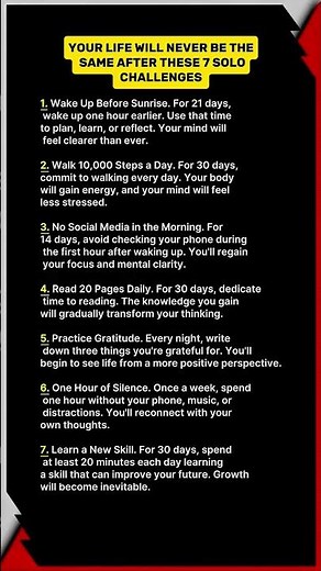 🔥 7 Solo Challenges That Will Completely Transform Your Life | Try This for 30 Days! 😱