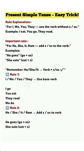 present simple tense - easy tricks #shortsfeed #english