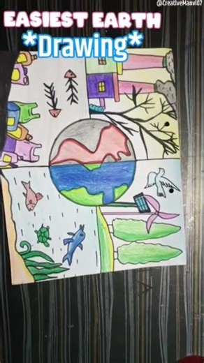 *Easiest Earth Drawing* #youtube #begginers