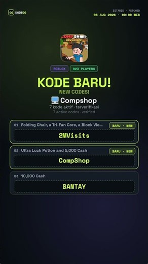 Compshop Codes (August 2026) 🎁 Latest Codes Update August 5, 2026 — KodeGG