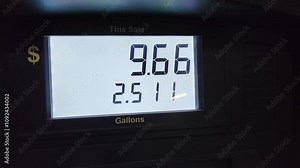 Gas pump meter with fuel price and gallons. Filling station for car refueling