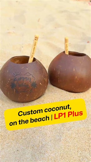 LP1 Plus — creativity anywhere 🌴✨ A coconut shell, a happy accident… now a unique vacation keepsake. Launch countdown starts now ⏳ #laserpecker #lp1plus #engravingmachine #DIY #Makers | LaserPecker Global