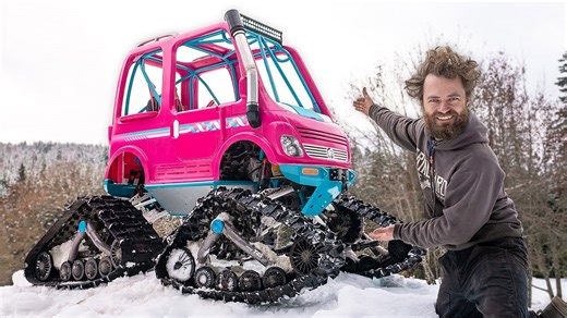 I put Tracks on the 80HP Barbie Camper!